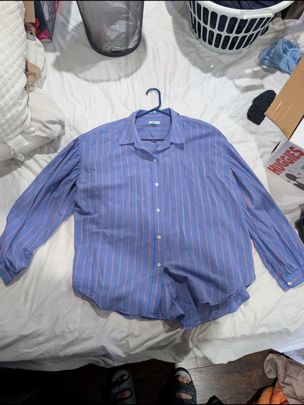 Rails Blue Shirt with Pink Stripes